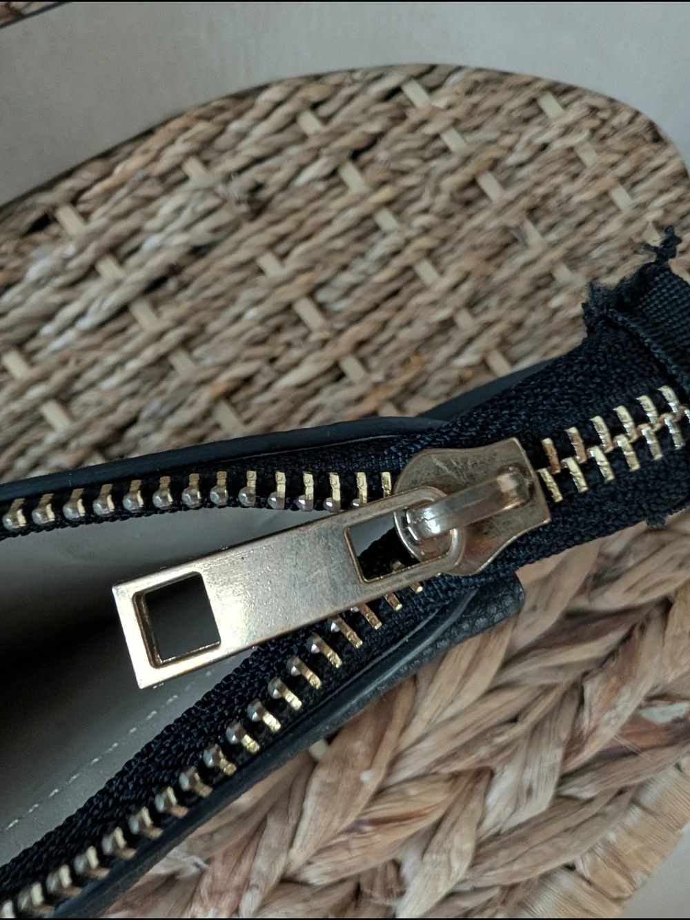 Black Belt Bag with Decorative Gold Buttons